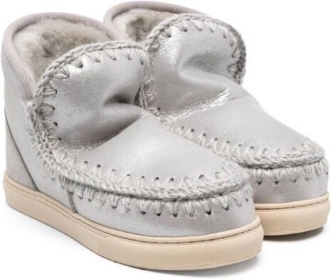 Mou Kids Eskimo whipstitch-detail boots Silver