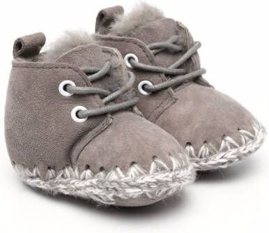Mou Kids knitted stitch detail boots Grey
