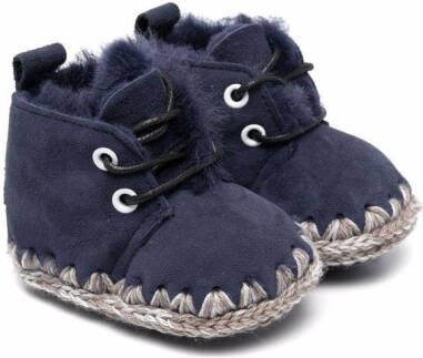 Mou Kids shearling-lined laced boots Blue