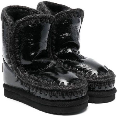 Mou Kids shearling-lined leather boots Black