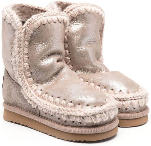 Mou Kids shearling-lined leather boots Pink