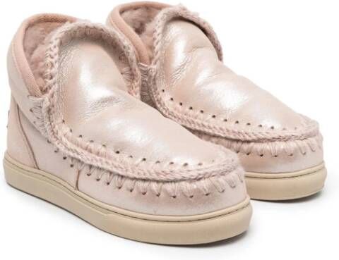 Mou Kids whipstitch-detail ankle boots Pink