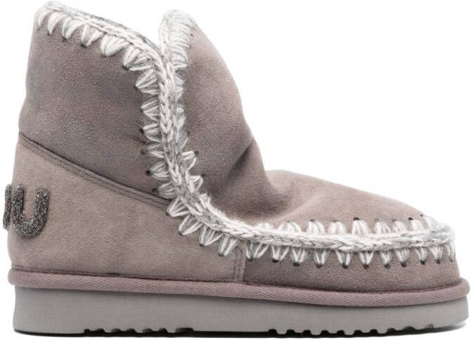 Mou logo-appliqué suede ankle boots Grey