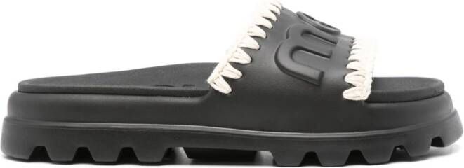 Mou logo-embossed slides Black