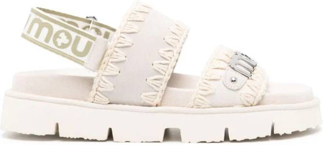Mou logo-lettering suede sandals Grey