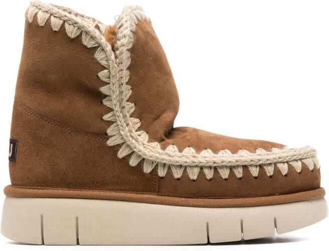 Mou logo-patch slip-on boots Brown