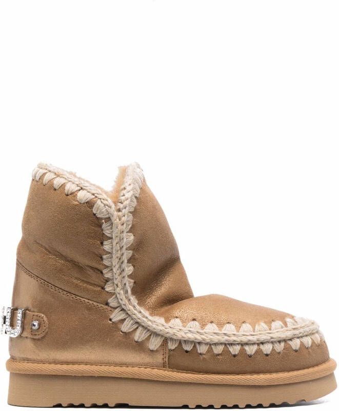 Mou rhinestone embellished Eskimo boots Brown