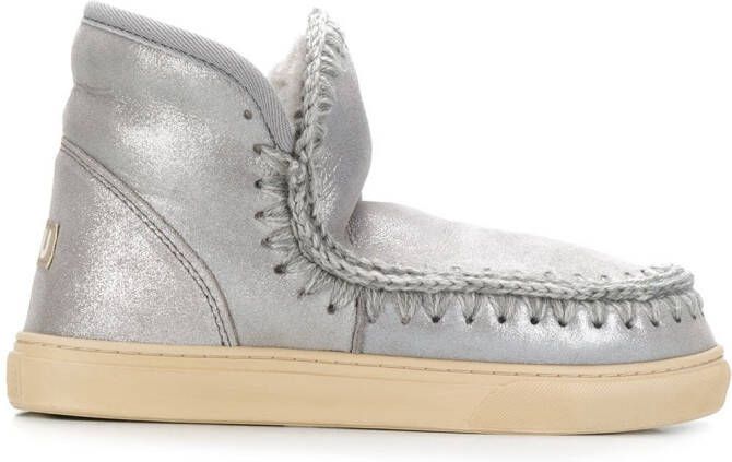 Mou stitch detail ankle boots Grey