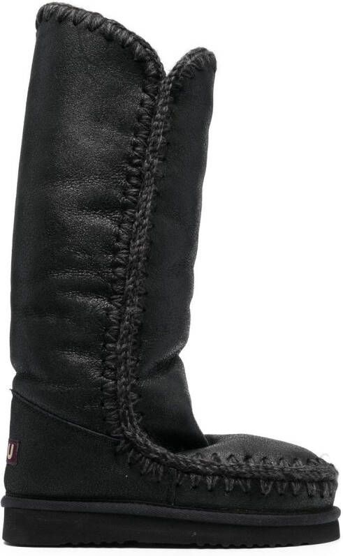 Mou whipstitch-trim shearling-lined boots Grey