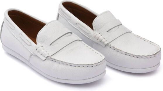 Moustache faux leather penny loafers White