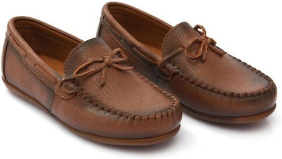 Moustache leather moccasin loafers Brown