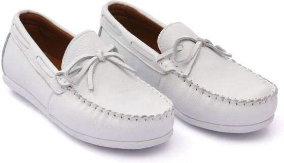 Moustache leather moccasin loafers White