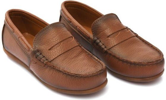 Moustache leather penny loafers Brown