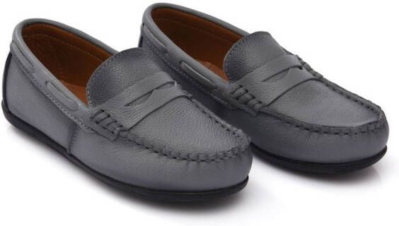 Moustache leather penny loafers Grey
