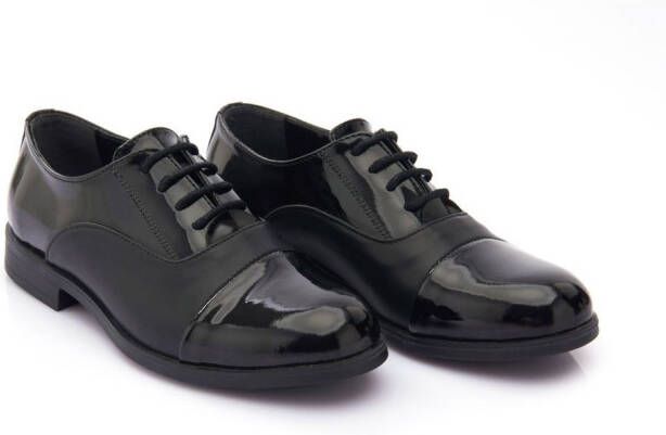 Moustache patent leather Oxford shoes Black