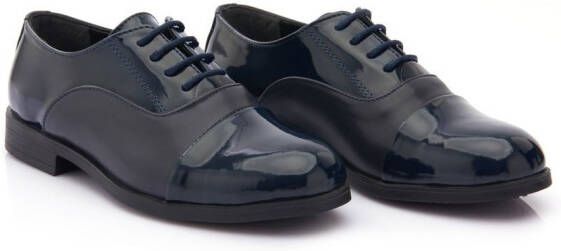 Moustache patent-leather oxford shoes Blue