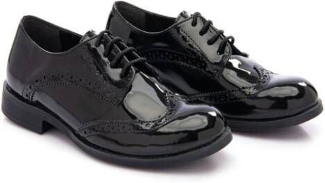 Moustache round-toe patent brogues Black
