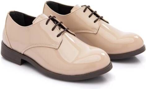 Moustache round-toe patent oxford shoes Neutrals