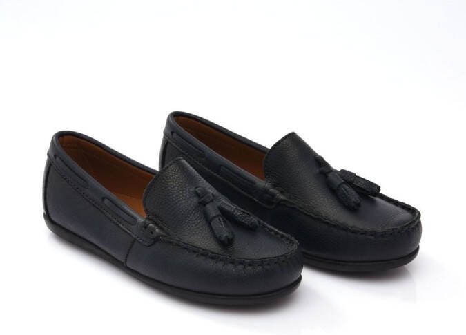 Moustache tassel-front faux leather loafers Blue