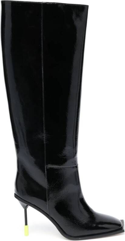 MSGM 110mm patent leather boots Black