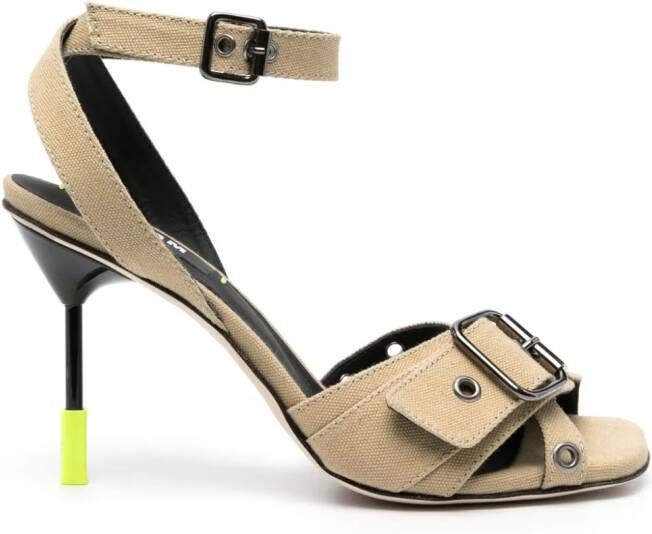 MSGM 95mm eyelet-embellished sandals Neutrals