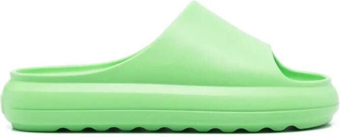MSGM debossed-logo slides Green