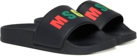 MSGM Kids logo-print slides Black