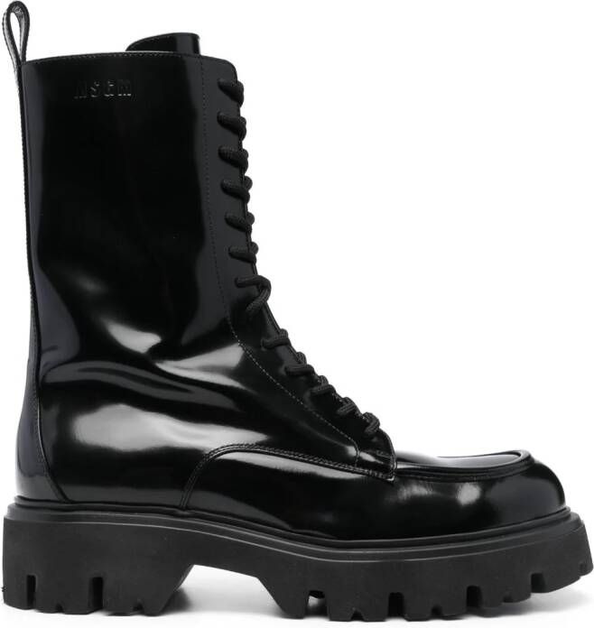 MSGM lace-up ankle-high boots Black