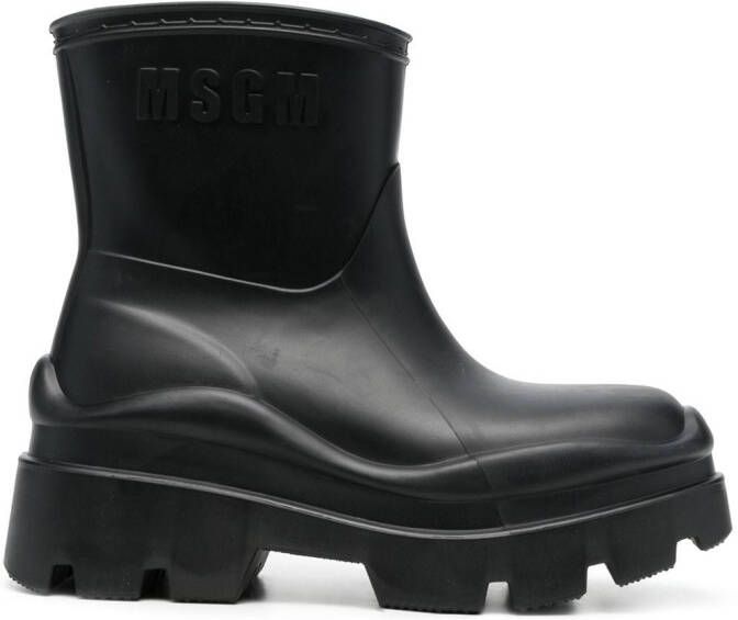 MSGM logo-embossed ankle boots Black