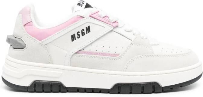 MSGM logo-print leather sneakers Neutrals