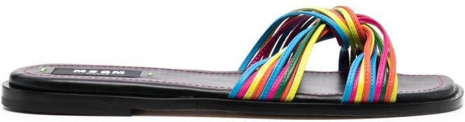 MSGM multi-straps leather slippers Yellow