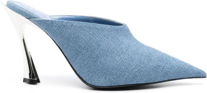 Mugler 95mm denim mules Blue