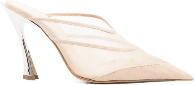 Mugler 95mm mesh mules Neutrals