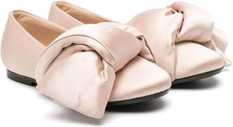 Nº21 Kids twist-detail satin ballerina shoes Neutrals