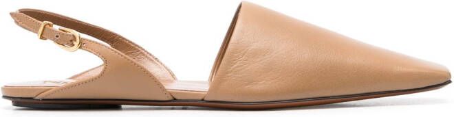 Nanushka square-toe leather slippers Brown