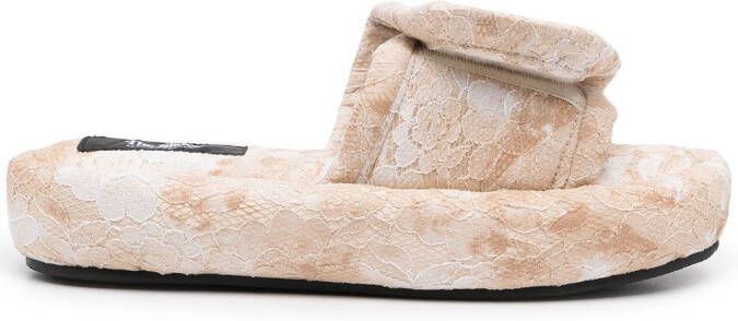 Natasha Zinko lace-design slides White