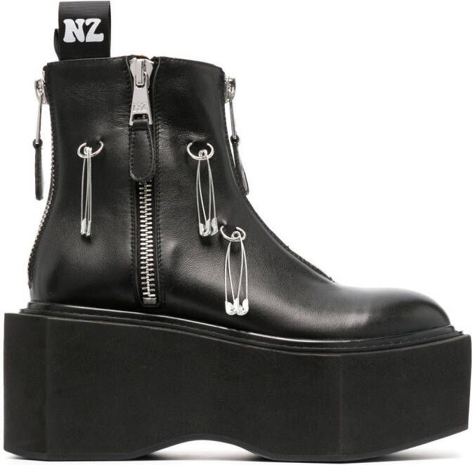 Natasha Zinko platform zipped 95mm boots Black
