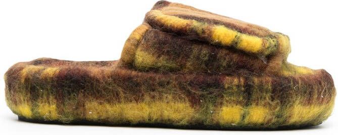 Natasha Zinko touch-strap checked slides Orange