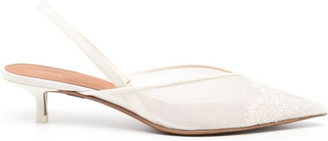NEOUS 45mm lace-detailing slingback pumps White