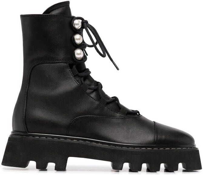 Nicholas Kirkwood PEARLOGY combat boots Black