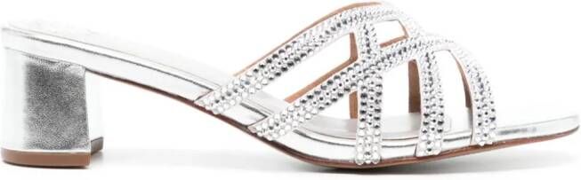 NICOLI Amos 50mm crystal-embellished mules Silver