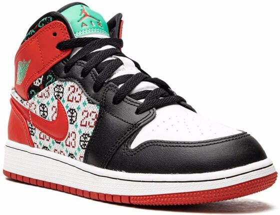 Nike Kids Jordan 1 Mid "Ugly Christmas Sweater" sneakers White