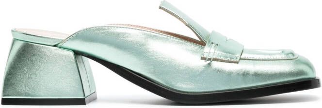 Nodaleto Cara metallic block-heel mules Green