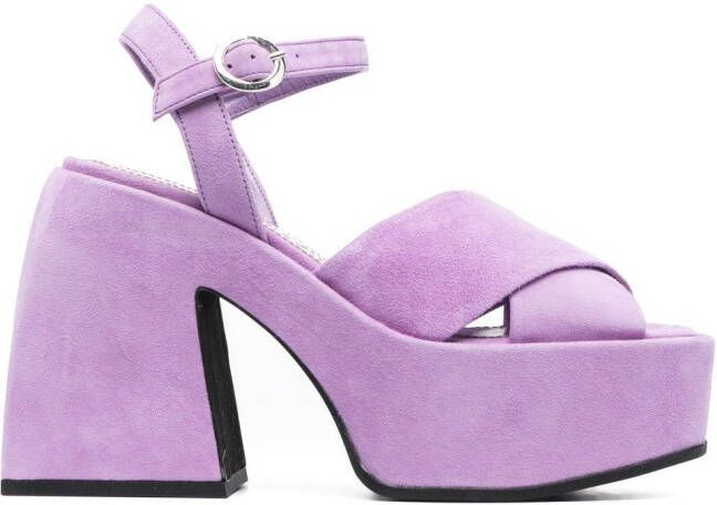 Nodaleto crossover-strap 120mm platform sandals Purple