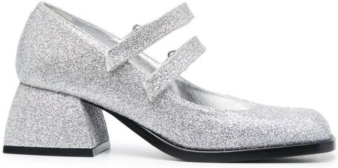 Nodaleto glitter-detail leather sandals Silver