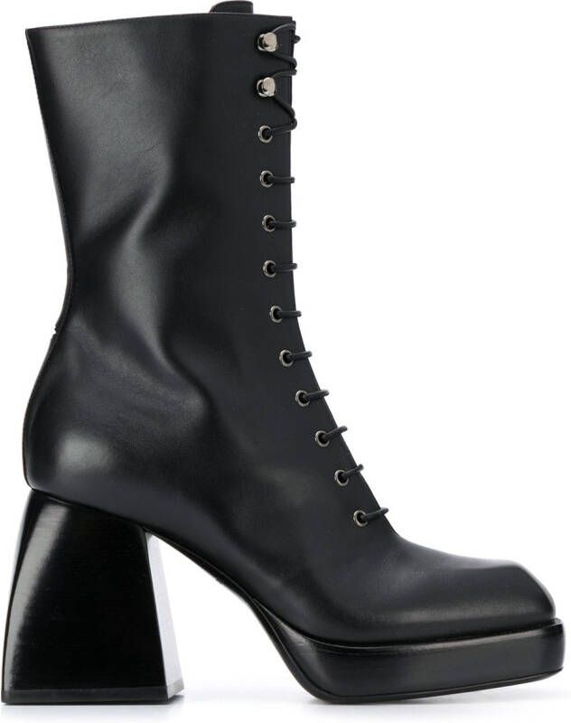 Nodaleto lace-up high heel boots Black