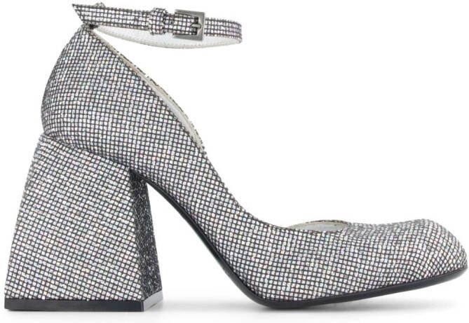 Nodaleto square-toe block-heel pumps Silver