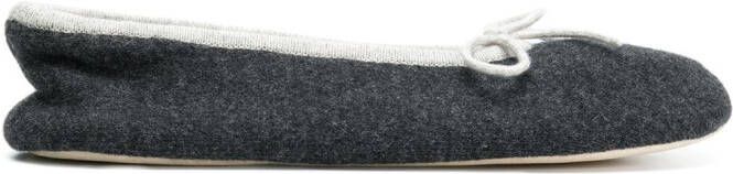 N.Peal bow tie slippers Grey