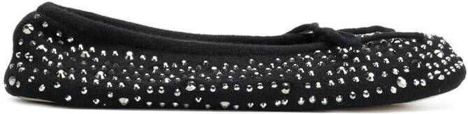 N.Peal jewelled slippers Black
