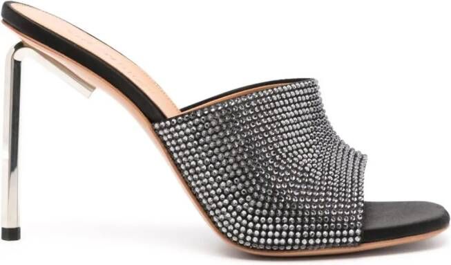 Off-White Allen crystal satin mules Black